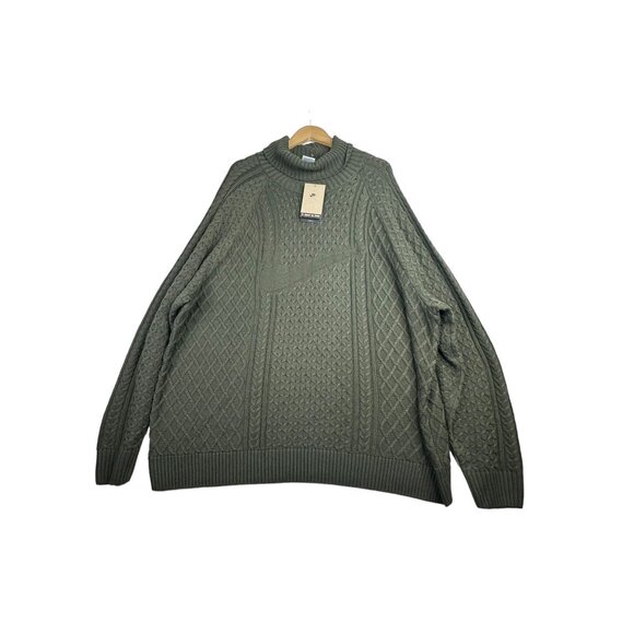 NEW Nike Mens Cable Knit Turtleneck Sweater size 3XL‎ Green Style: FB7770-325 - Picture 1 of 9